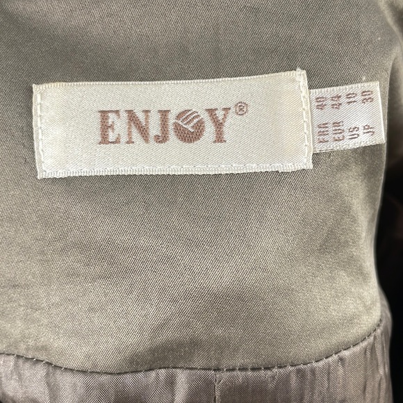 Vintage 90s Y2K Jacket Blazer by ENJOY medium brown shimmer kimono sleeve - Picture 15 of 16